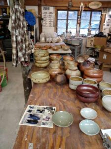 Studio interior, sorting finished pots